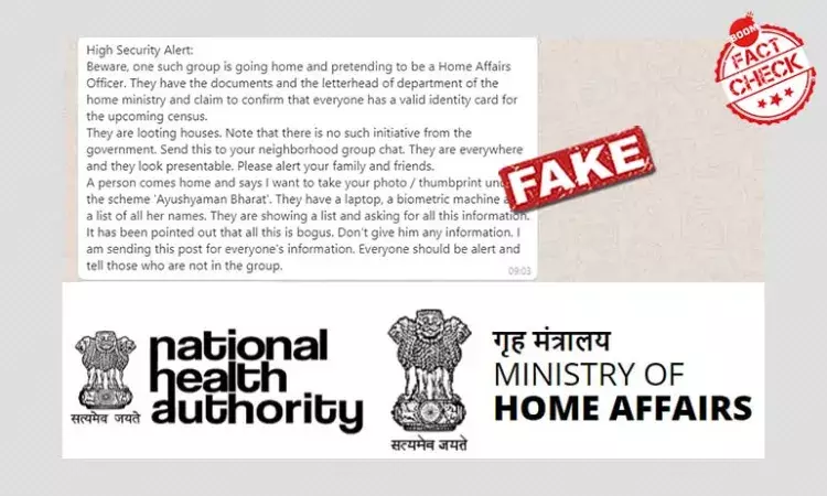 Fake Message Claims Thieves Are Posing As MHA Officials On Census Duty